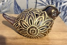 Vintage GC Naturals Ceramic Metallic Bronze Bird Potpourri Holder Figurine VGC