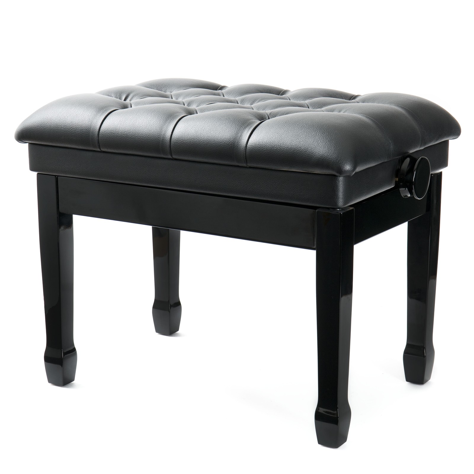 PB-30C PE Klavierbank Hochglanz Schwarz Höhenverstellbar Robust Kunstleder