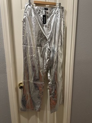 Pretty Little Things Women's Faux Leather Silver Dress Pants Size 14