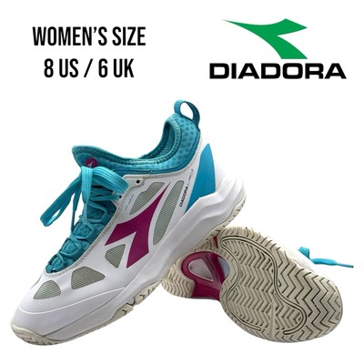 Diadora Speed Blushield Fly 3 Plus Ag Tennis Women Size 8 White Shoe PickleBall