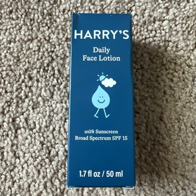 Harry s Men s Daily Face Lotion with Broad Spectrum SPF 15, 1.7 fl oz, BNIB