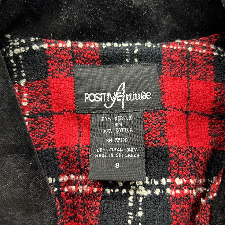 Conjunto de traje para mujer Positive Attitude talla 8 rojo negro a cuadros blazer y pantalones Foto 3 de 4