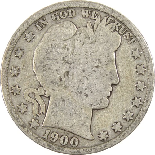 1900 Barber Half Dollar Circulated Silver 50c Coin Collectible
