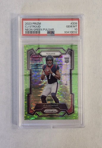 2023 Panini Prizm C.J. Stroud Neon Green Pulsar Rookie #339 PSA 10 Texans RC