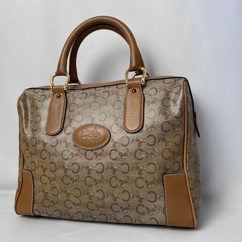 CELINE C Macadam Horse Carriage Mini Boston Bag Vintage PVC Leather