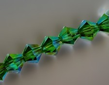 Vintage Swarovski Crystal Beads Bicone 6mm Emerald AB Qty:12