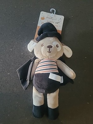 Dream gro Tan Halloween Dog Puppy Plush Soft Toy Stuffed animal witch hat cape