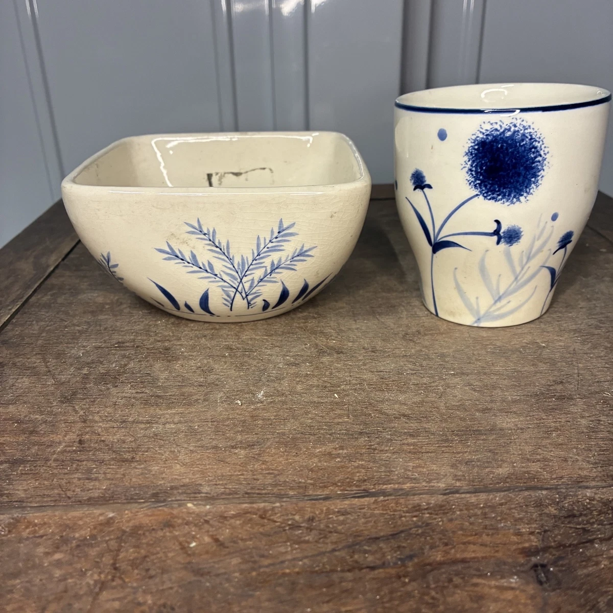 蓝色陶瓷工厂篮子、花盆、窗口花盆| eBay