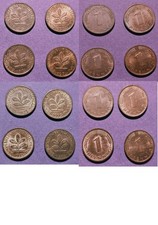 8 Vintages 4 x 1 Pfennig from 1980/ 1979/1978/ 1977/ 1976/ 1975/ 1974 and 1973