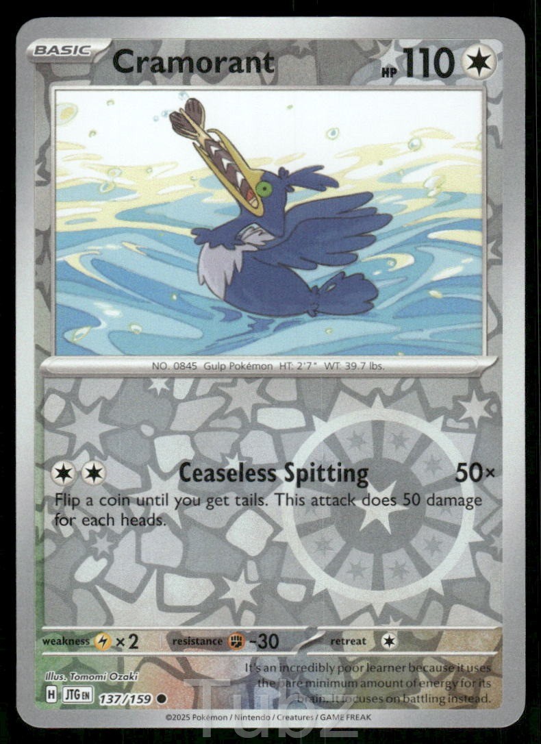 Cramorant 137/159 Common Journey Together Pokemon Reverse Holo Near Mint