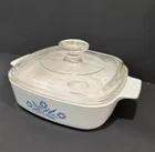 Vintage CorningWare Blue Cornflower casserole dish w/ Pyrex Glass Lid.