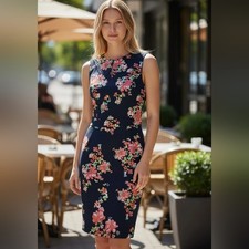 Charter Club Blue Multicolor Sleeveless Floral Midi Dress Size 10
