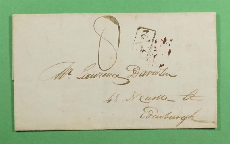 DR WHO 1839 GB STAMPLESS F/L SALTCOATS SCOTLAND TO EDINBURGH R82656