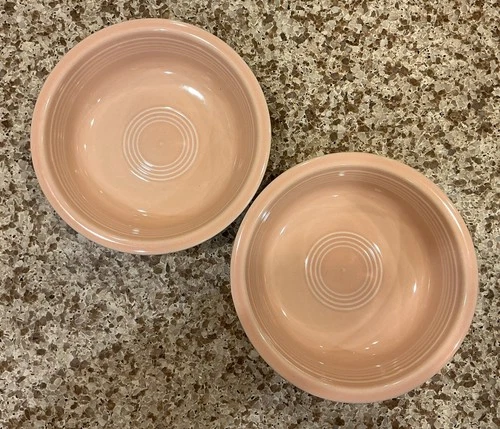 SET OF 2 BOWLS FIESTA WARE APRICOT 7 INCH CEREAL SOUP BOWLS  USA HLC