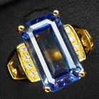 Classically Cornflower Blue Sapphire 9.20Ct 925 Sterling Silver 24K Gold Rings