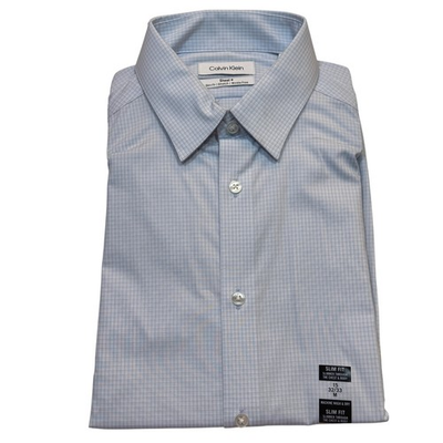#ad Calvin Klein Steel Men#x27;s Slim Fit Stretch Dress Shirt blue 15 32 33 $85 $37.40