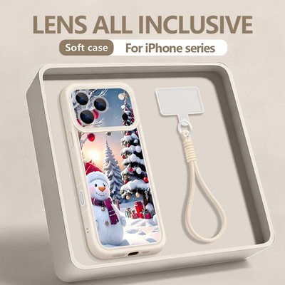 Hülle für iPhone 17 Pro Max 16 15 14 13 12 11 Schneemann-Handschlaufe-TPU Cover