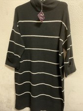🌻 Women's Long Sleeve Cozy Knitted Midi Sweater Dress - Ava & Viv 2X Striped 🆕