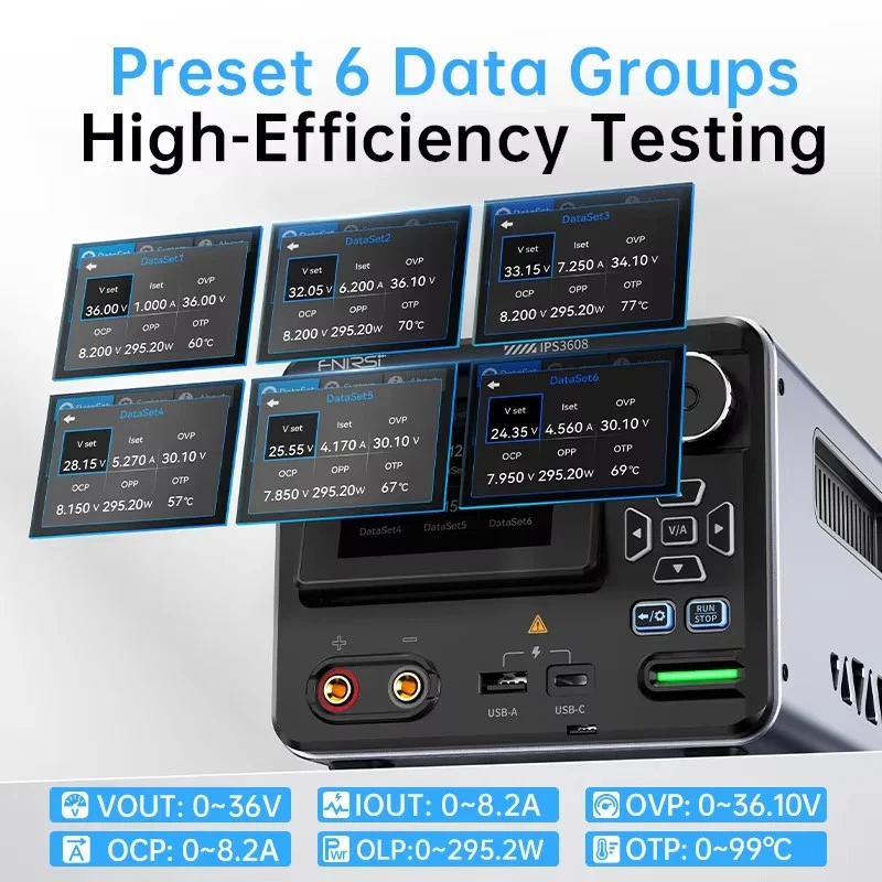 FNIRSI IPS3608 Adjustable CNC DC Power Supply 36V 8A Voltage Regulator PD3.0/QC - Image 4 of 4