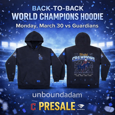 🏆🔵 Dodgers Back To Back World Champions Hoodie SGA 3/30 Large