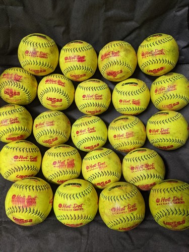 Worth Pro Tac Hot Dot Classic Plus 12" Slow Pitch Softballs Lot Of 22 Balls