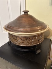 Pfaltzgraff Vintage Casserole with Copper Color Cover w/Decorative Footed Stand