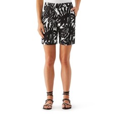 Rafaella Women's Pressed Palms Black Stretch Pull-On Shorts - Pockets - Size: 18