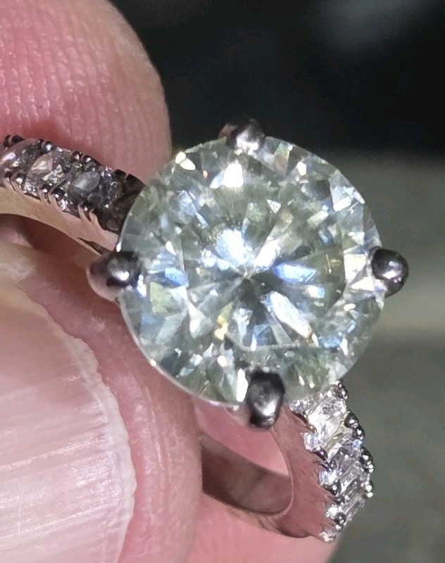 *CERTIFIED* STUNNING 4.75 CT OFF WHITE NATURAL HPHT DIAMOND RING WITH ACCENTS 7