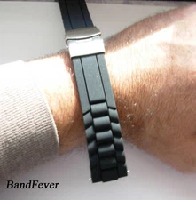 22mm BLACK PRESS RUBBER DIVER WATCH DEPLOYMENT BUCKLE Fits Seiko SKX007 SKX009