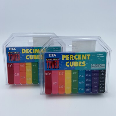 Lot of 2 - Learning Resources Fraction Tower Percents / Decimals Cubes - New