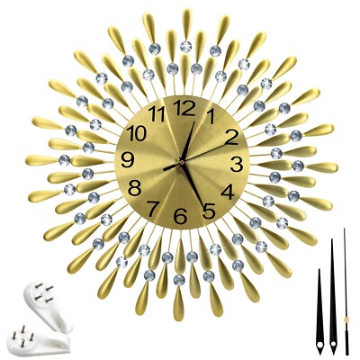 38 cm Diamant Perlen Kristalle Quarz Schmuck Wanduhr Wohndeko Wohnzimmer