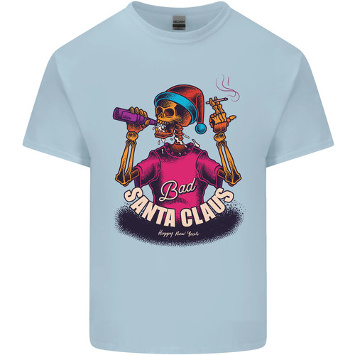 Bad Santa Claus Funny Skull Beer Alcohol Mens Cotton T-Shirt Tee Top