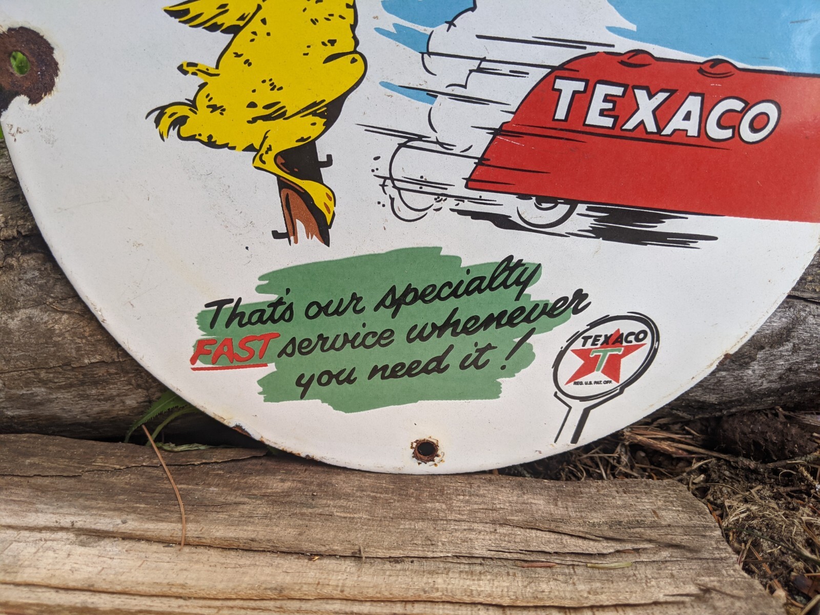 VINTAGE TEXACO MOTOR OIL FAST SERVICE PORCELAIN GAS STATION PUMP SIGN ...