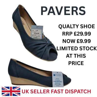 LADIES PAVERS OPEN TOE CLASSIC COMFORT SUMMER WEDGE BLUE LOW SOFT NEW BOXED