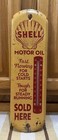 Shell Motor Oil Thermometer Sign Sold Here Gas Garage Vintage Style Wall Decor