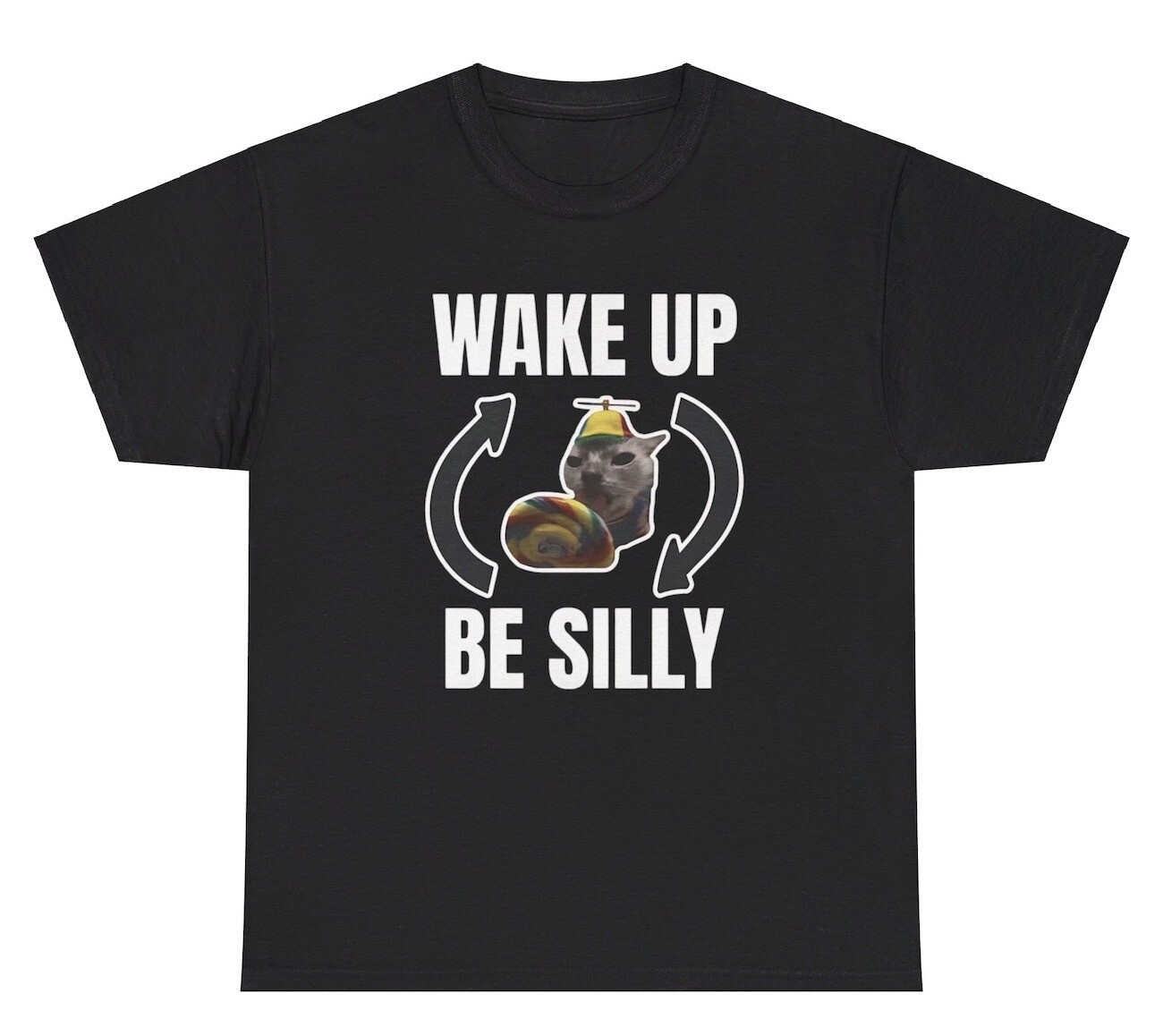 Wake Up Be Silly Repeat T Shirt Funny Cat Animal Lover Y2K Gen Z Silly Meme Tee-image