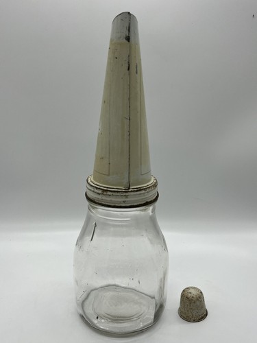 Vintage Mobiloil A 30 Oil Bottle Tin Top Pourer Pint Bottle - Picture 4 of 9