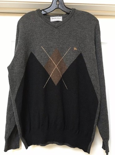 Burberry London, BURBERRY LONDON Men's V-Neck Wool Blend Sweater Size 6( 45”Chest) Spain, VTG XL