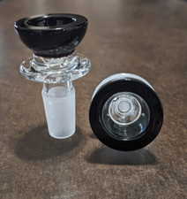 Cuenco deslizante redondo de vidrio de 14 mm macho para bong de tubo de agua de vidrio NEGRO (1 - UNO)