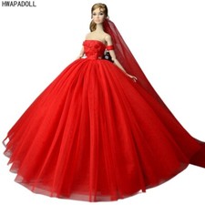 Red Wedding Dress for 11.5" Doll Clothes 1/6 Evening Dresses Party Gown Outfits