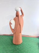 Royal Haeger Tall Modern Textured Indigenous Woman Sculpture Pottery terracotta
