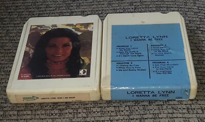 LORETTA LYNN I WANNA BE FREE/HERE I AM AGAIN 8 Track tape cartridge Lot Of 2