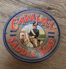 Vintage Cavalry Saddle Soap Metal Round Tin Made in England 4" x 2" Rare