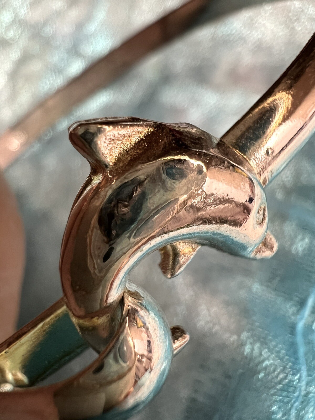 925 solid Sterling silver Dolphin Design Bangle 6… - image 6