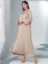 Abaya Open Cardigan Kaftan Women Muslim Dubai Sets Long Dress Evening Party Gown