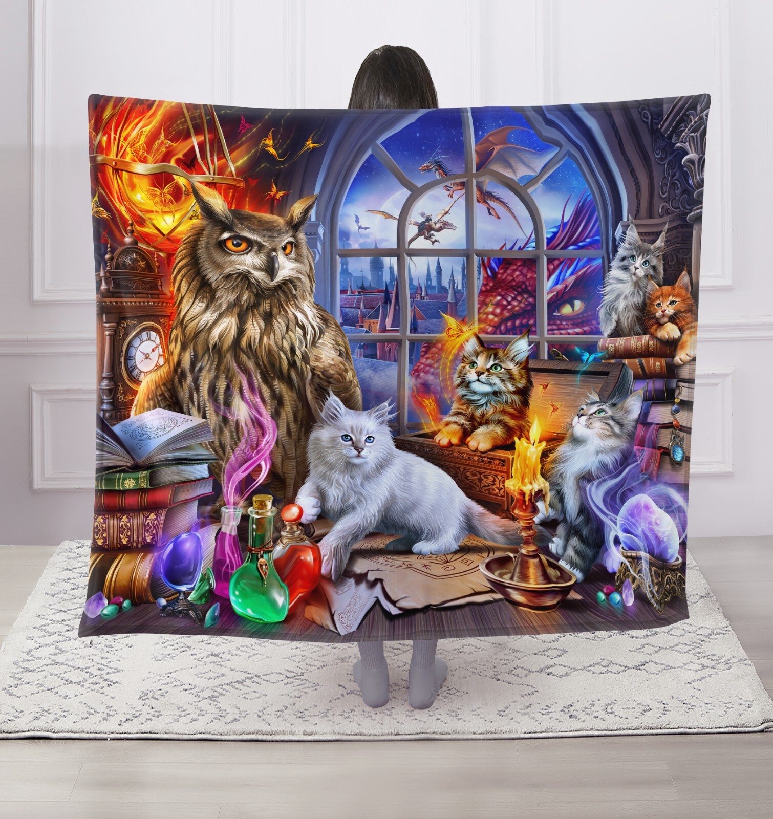 Regal Comfort- Fantasy Laboratory - Faux Fur Printed Throw Blanket 50"x60"