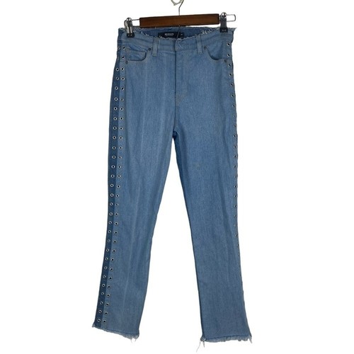 Jeans Hudson Holly dritti vita alta crop orlo grezzo rivettato donna 26 NUOVI