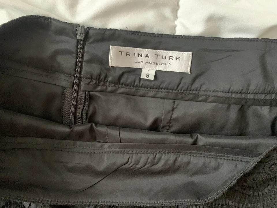 Trina Turk черный кружева льняной смеси с подкладкой карандаш юбка размер 8 - Изображение 3 из 4