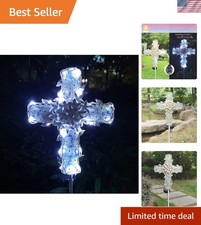 38Inch Solar Cross Garden Lights Outdoor Decorative - Solar Metal Glass Cross...