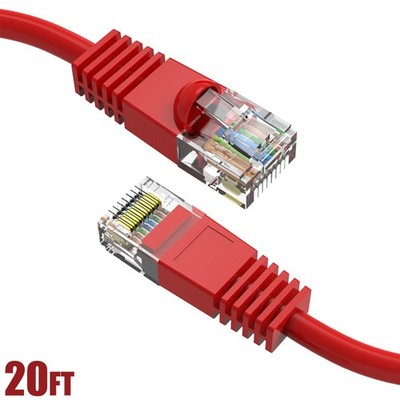 20FT Cat5E RJ45 Ethernet LAN Network UTP Patch Cable Cord Copper Wire 24AWG Red